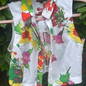 White floral vest top